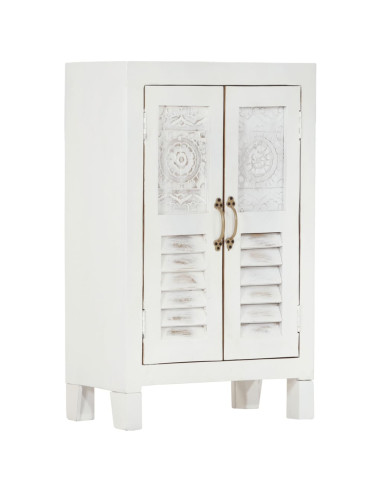 Credenza Bianca 55x30x90 cm in Legno Massello di Acacia