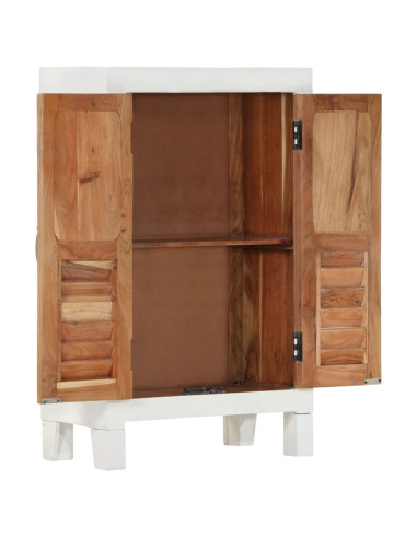 Credenza Bianca 55x30x90 cm in Legno Massello di Acacia