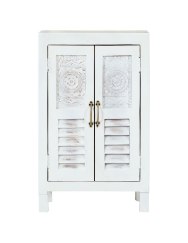 Credenza Bianca 55x30x90 cm in Legno Massello di Acacia