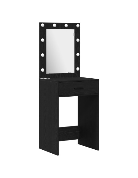 Set da toeletta in 2 pezzi con LED in legno ingegnerizzato nero