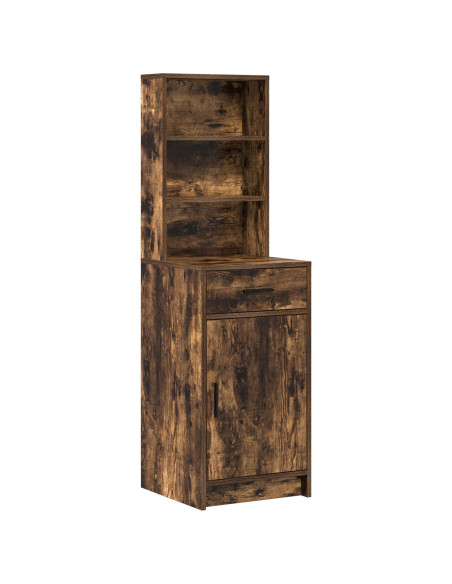 Set di Toeletta in 2 Pezzi con LED in Rovere Affumicato e Legno Ingegnerizzato