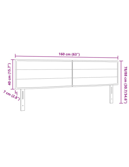 Testiera LED con luci a strisce a LED Nero 160 cm Poliestere