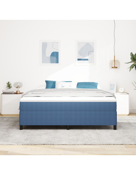 Struttura Letto Blu 180x200 cm in Tessuto a Coste