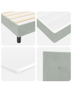 Letto a molle con materasso Grigio chiaro 140 x 190 cm Velluto 2