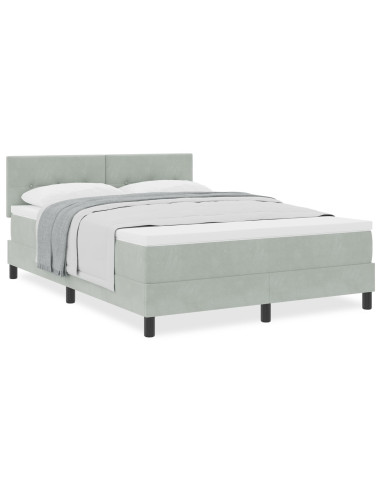 Letto a molle con materasso Grigio chiaro 140 x 190 cm Velluto