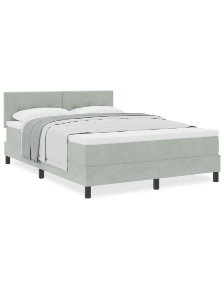 Letto a molle con materasso Grigio chiaro 140 x 190 cm Velluto