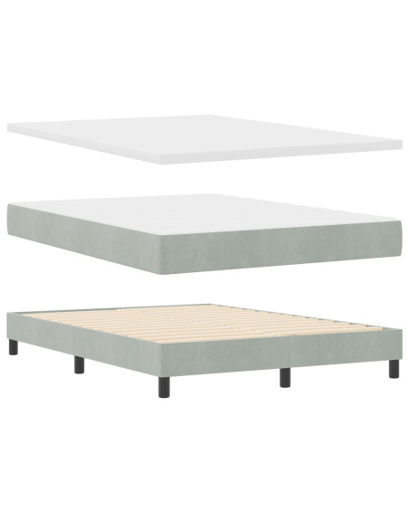 Letto a molle con materasso Grigio chiaro 140 x 190 cm Velluto