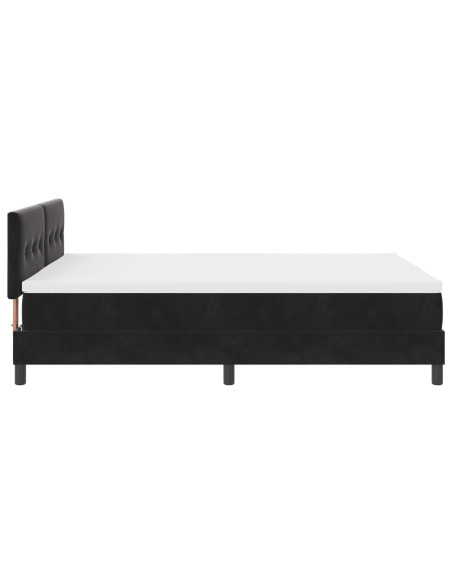 Letto a molle con materasso Nero 140 x 190 cm Velluto