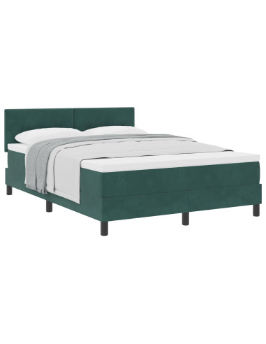 Letto a molle con materasso Verde Scuro 140 x 190 cm Velluto