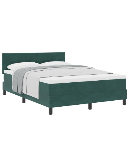 Letto a molle con materasso Verde Scuro 140 x 190 cm Velluto