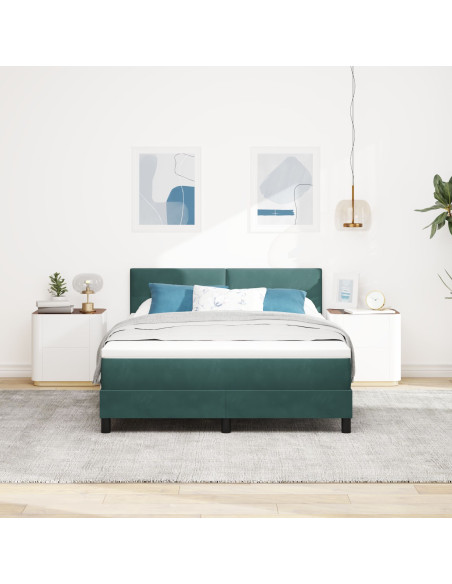 Letto Box Spring con materasso verde scuro 140x190 cm in velluto