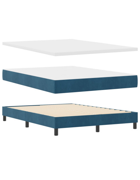 Letto a box con materasso Blu scuro 140x190 cm Velluto