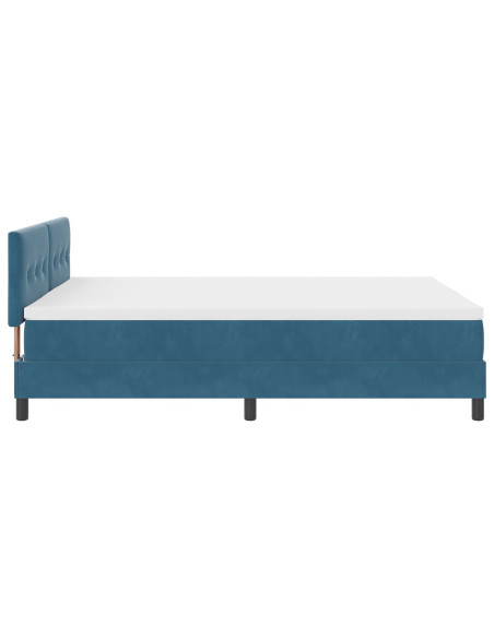 Letto a box con materasso Blu scuro 140x190 cm Velluto