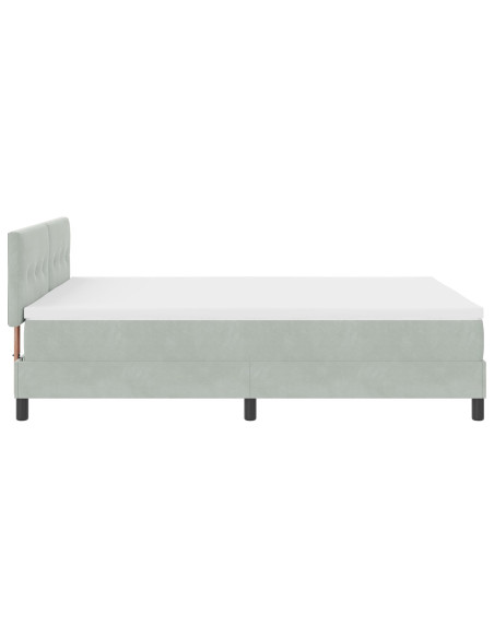 Letto a molle con materasso Grigio chiaro 140 x 200 cm Velluto