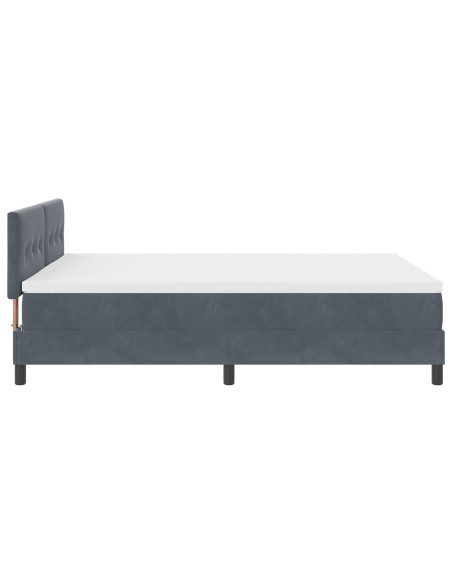 Letto Box Spring con Materasso  Grigio Scuro 140x200 cm Velluto
