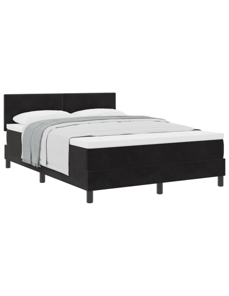 Letto a molle con materasso Nero 140 x 200 cm Velluto