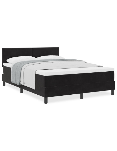 Letto a Molle con Materasso Nero 140x200 cm Velluto