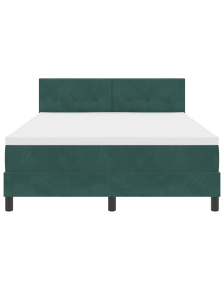 Letto a molle con materasso Verde Scuro 140 x 200 cm Velluto