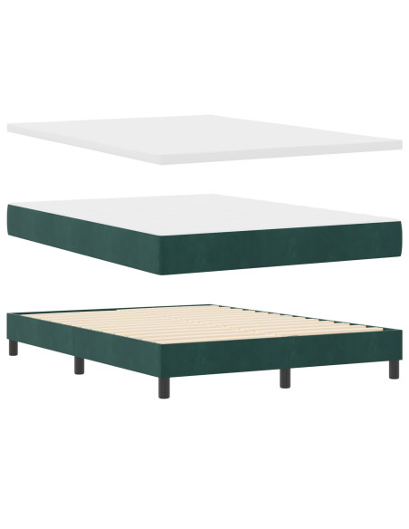Letto Box Spring con Materasso Verde Scuro 140x200 cm Velluto