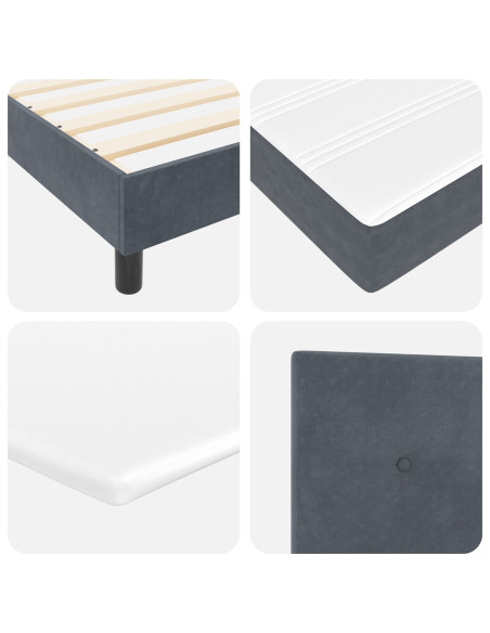 Letto Box Spring con Materasso Grigio Scuro Super King in Velluto