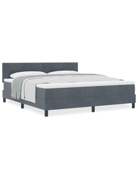 Letto Box Spring con Materasso Grigio Scuro Super King in Velluto