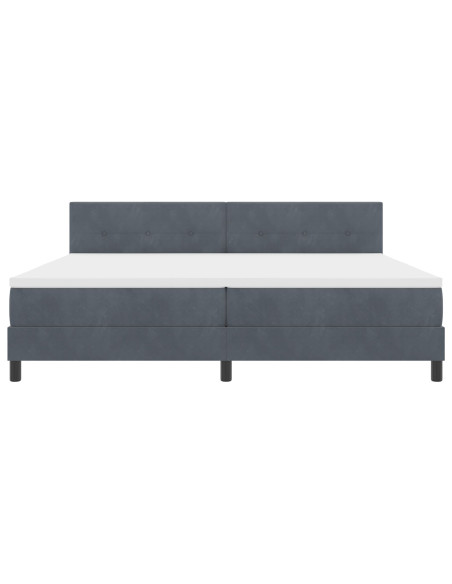 Letto a molle con materasso Grigio scuro 200 x 200 cm Velluto