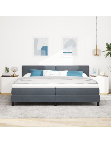 Letto a molle con materasso Grigio scuro 200 x 200 cm Velluto