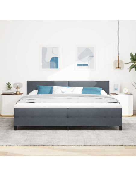 Letto a molle con materasso Grigio scuro 200 x 200 cm Velluto