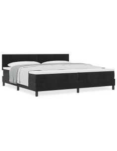 Letto a molle con materasso Nero 200 x 200 cm Velluto 2