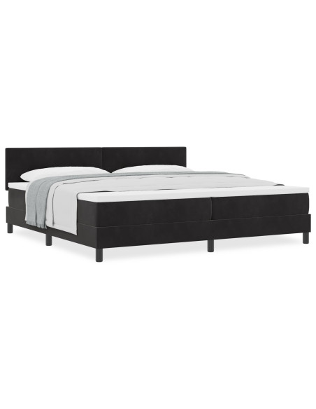 Letto a molle con materasso Nero 200 x 200 cm Velluto
