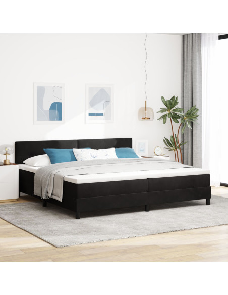 letto box spring  con materasso nero 200x200 cm in velluto