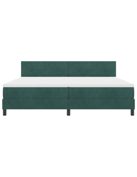 Letto a molle con materasso Verde Scuro 200 x 200 cm Velluto