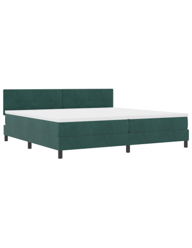 Letto a molle con materasso Verde Scuro 200 x 200 cm Velluto