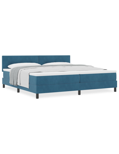 Letto Box Spring  con Materasso Blu Scuro 200x200 cm Velluto