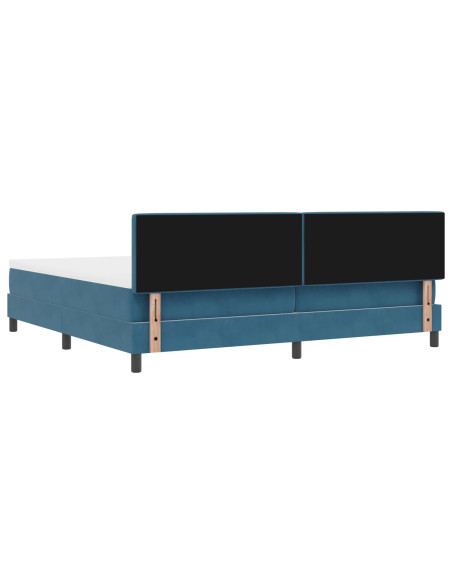 Letto Box Spring  con Materasso Blu Scuro 200x200 cm Velluto