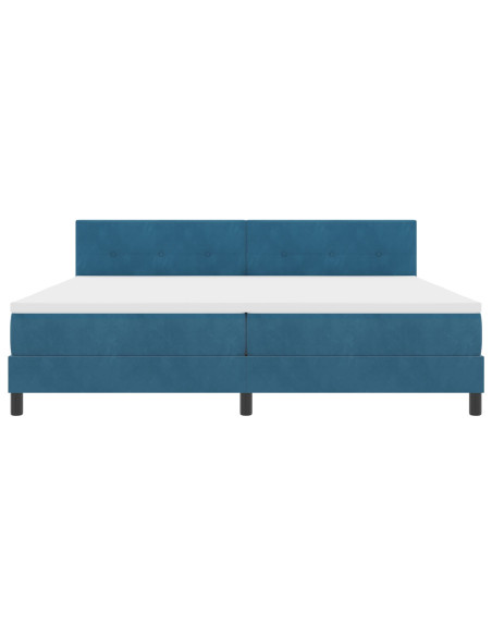 Letto Box Spring  con Materasso Blu Scuro 200x200 cm Velluto