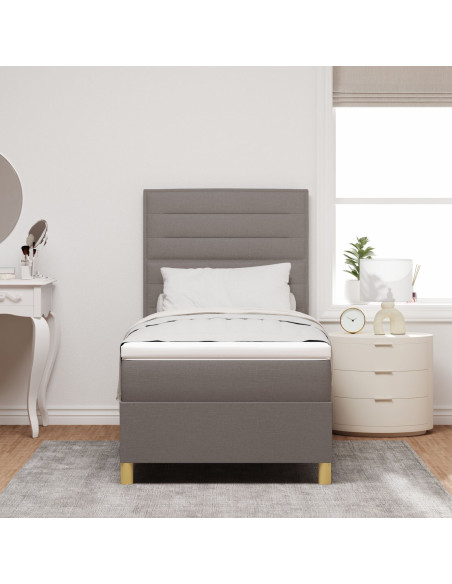 Letto a Molle con Materasso  Tortora 90x200 cm Tessuto