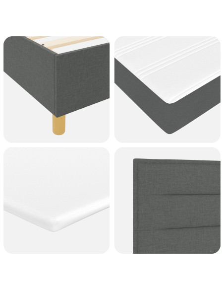 Letto Box Spring con Materasso Grigio Scuro 100x200 cm Tessuto