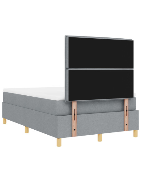 Box Spring Letto con Materasso Grigio Chiaro 120x200 cm Tessuto