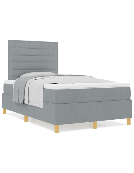 Box Spring Letto con Materasso Grigio Chiaro 120x200 cm Tessuto