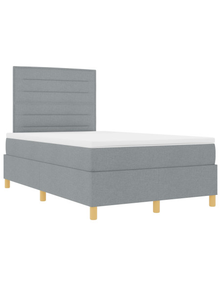 Box Spring Letto con Materasso Grigio Chiaro 120x200 cm Tessuto