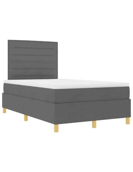 Letto con Box Spring e Materasso Grigio Scuro 120x200 cm in Tessuto