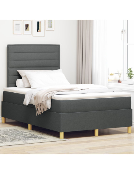 Letto con Box Spring e Materasso Grigio Scuro 120x200 cm in Tessuto