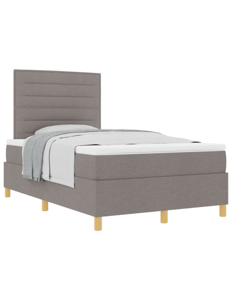 Letto con Rete a Molla e Materasso  Tortora 120x200 cm Tessuto