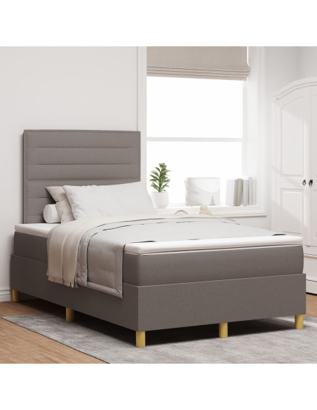 Letto con Rete a Molla e Materasso  Tortora 120x200 cm Tessuto