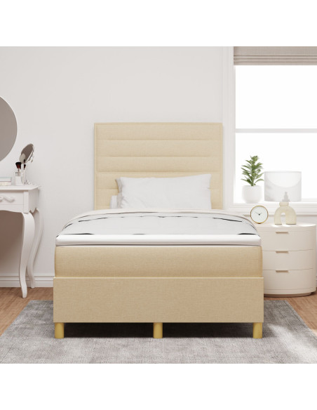 Letto a Box con Materasso Crema 120x200 cm Tessuto