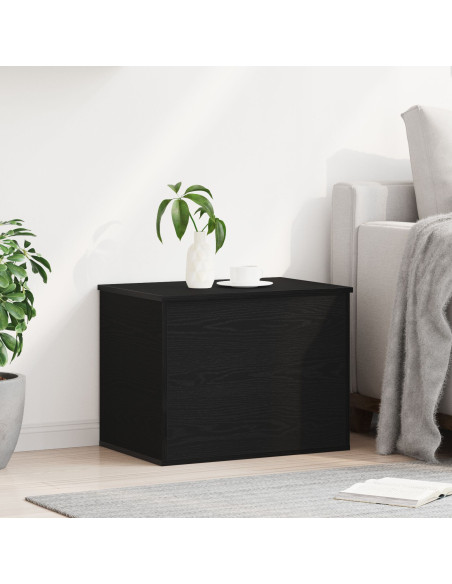 Scatola di Stoccaggio  con Coperchio Nero Rovere 60x42x46 cm Legno Ingegnerizzato