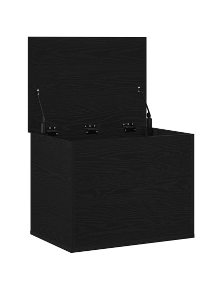 Scatola di Stoccaggio  con Coperchio Nero Rovere 60x42x46 cm Legno Ingegnerizzato