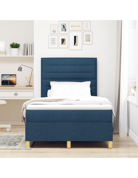 Letto a Molla con Materasso Blu 120x200 cm Tessuto