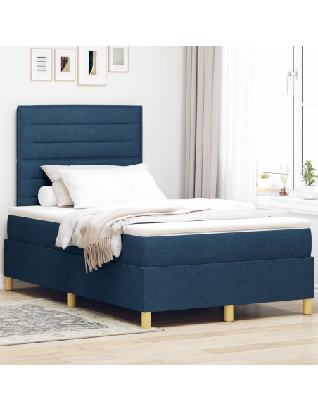 Letto a Molla con Materasso Blu 120x200 cm Tessuto